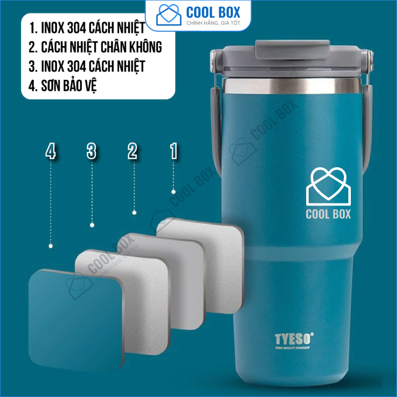 Ly giữ nhiệt cao cấp Tyeso V2 có 5 dung tích 600-1200ml, cốc giữ nhiệt thể thao COOLBOX tyeso v2 | BigBuy360 - bigbuy360.vn