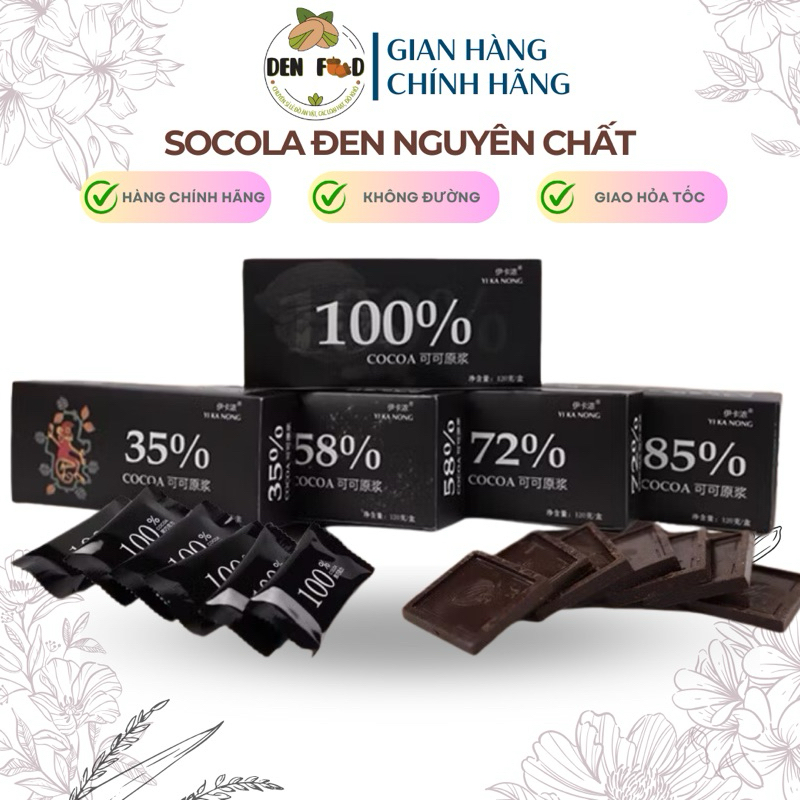 Socola Đen Đắng Nguyên Chất Không Đường 100% YIKANONG - Ăn Vặt Denfood