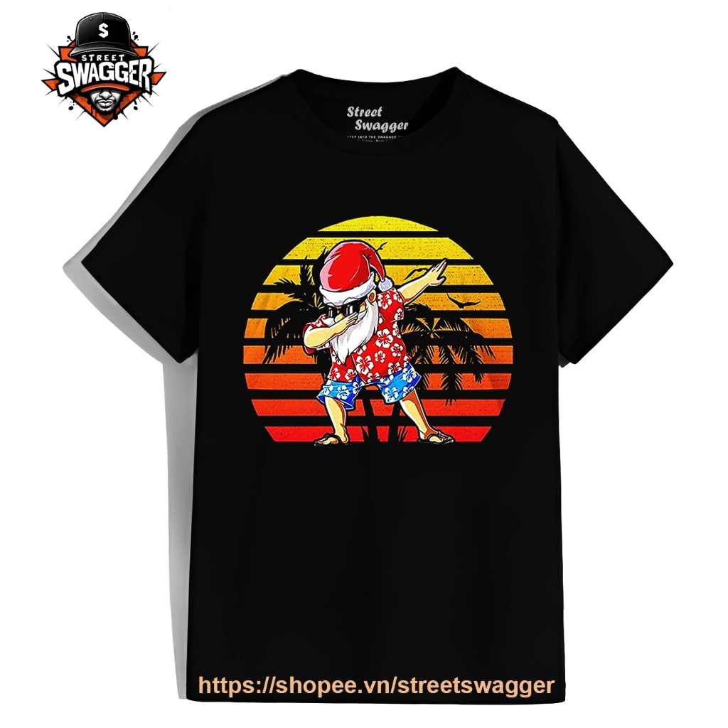 Áo Thun Xuất Mỹ Unisex Hawaiian Dabbing Santa Christmas in July Kids Gift Boy Shirt