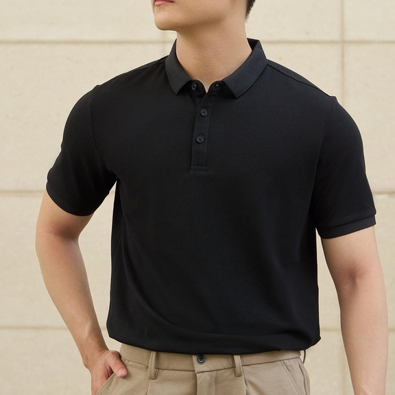 THINK Menswear - Áo Polo Basic Trơn #0202 - Đen