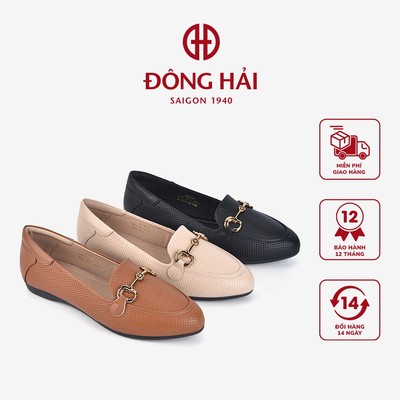 Giày Mọi Nữ Đông Hải Mũi Nhọn Đế Bằng Khóa Kim Loại - G5821