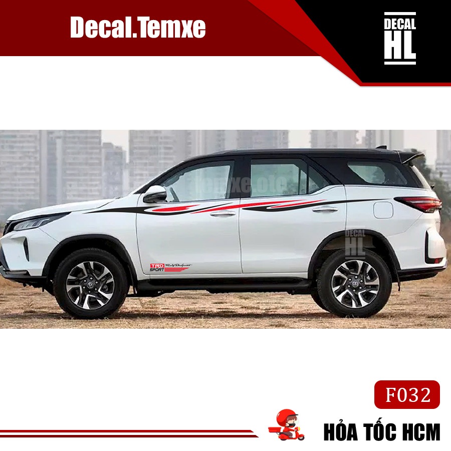 Bộ tem dán trang trí sườn xe Fortuner F032. Tem dán xe Fortuner