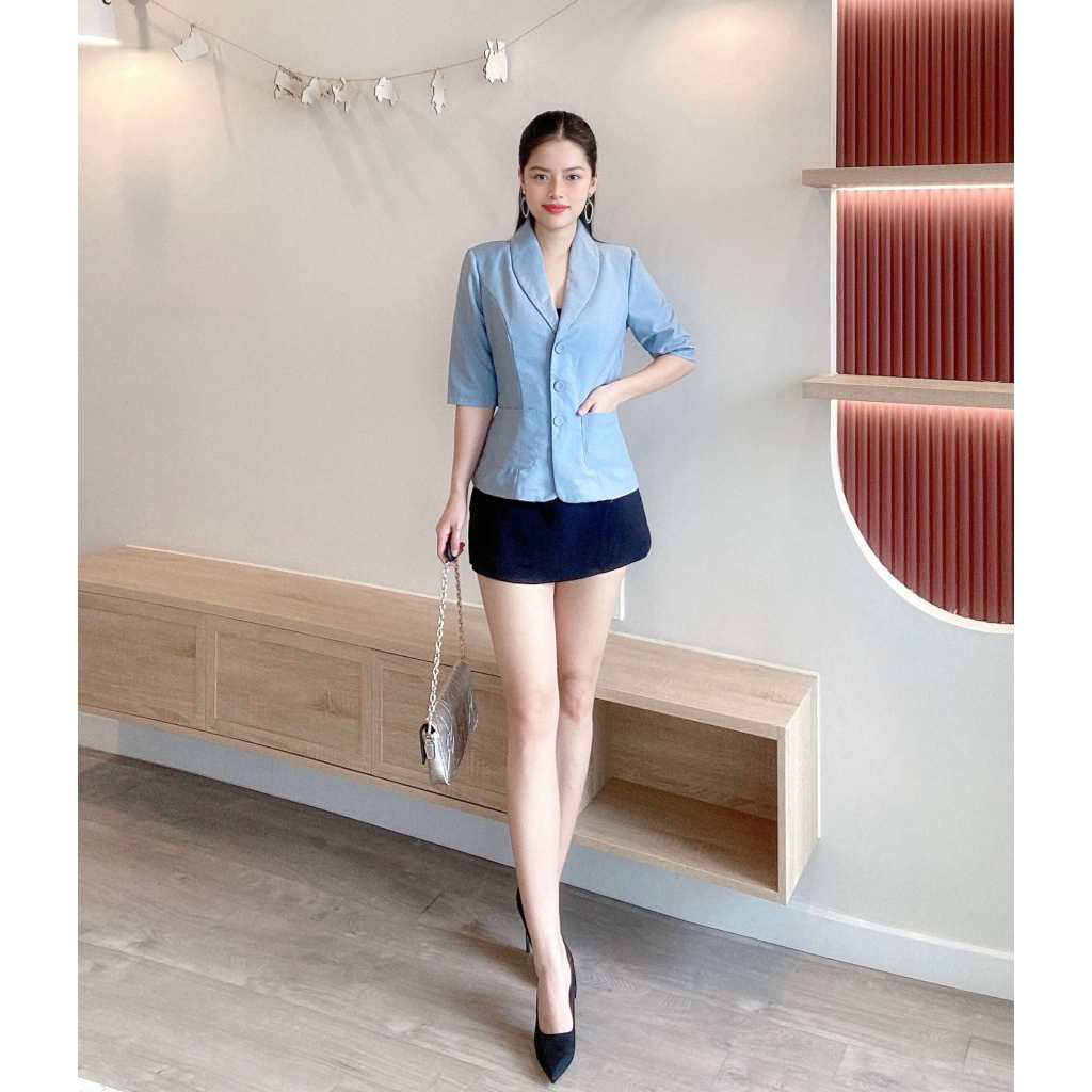 Áo khoác blazer ngắn tay basic