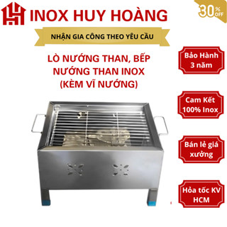   35-40-45cm  Bếp nướng than inox lò nướng than inox nhỏ gọn tặng kèm vĩ nướng lò nướng than mini 