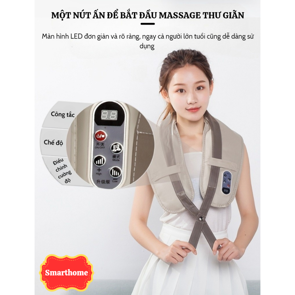 Máy massage đấm lưng vai cổ gáy KAW/SEKA, Đai Massage Cổ Vai Gáy Giảm Mệt Mỏi Căng Thẳng, Massage nhiều vị trí khác nhau