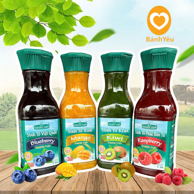 Sinh tố Golden Farm chai 1L nhiều mùi vị trái cây - PC83
