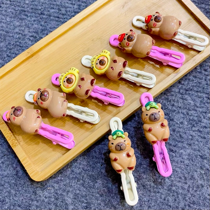 Kẹp Tóc Mái Capybara - Kẹp Mỏ Vịt Capybara Bằng Kim Loại Họa Tiết Dễ Thương Cho Nữ