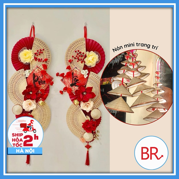 Sỉ 5/10 Nón lá trang trí tết 2026,nón lá mini đủ size,trang trí mẹt tre giỏ hoa,decor tết phụ kiện c