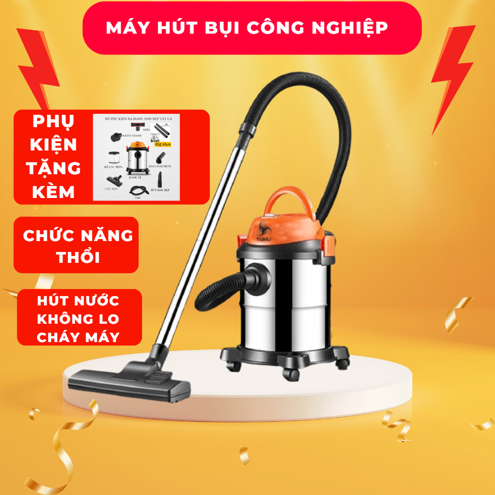 Máy hút bụi công nghiệp, máy hút bụi gia đình công suất lớn dung tích lớn, 3 chế độ hút khô hút ướt thổi