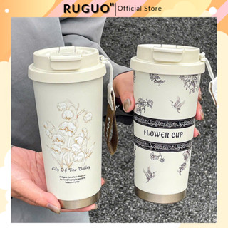 Ly Giữ Nhiệt Hoa Lily 500ml Inox 316 Sang Trọng Có Ống Hút Và Lõi Lọc Trà