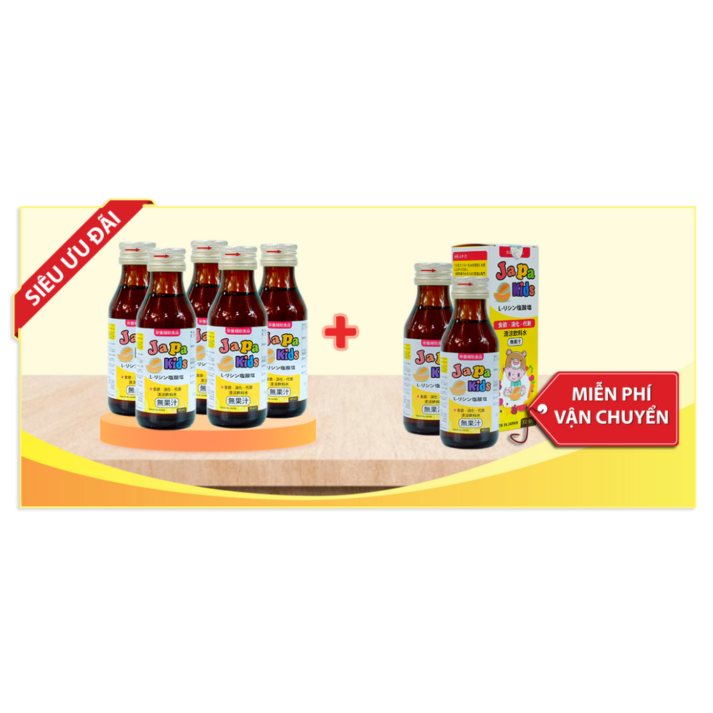 Combo 5 Tặng 2 Siro ăn ngon Japa Kids Chính Hãng Hỗ Trợ Bé Ăn Ngon Tăng Cân Chuẩn Khoa Học Hộp 100ml