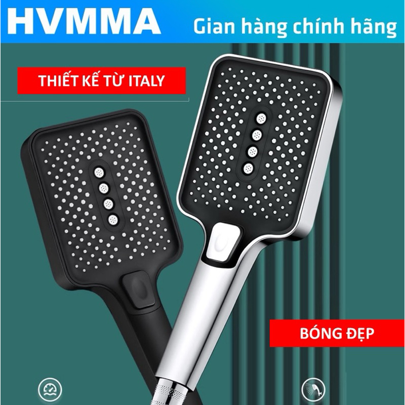 Đầu Bát Sen Nhà tắm Tăng Áp 3 Chế độ phun nước Bóng đẹp Sang trọng (Tuỳ chọn Dây và Giá đỡ)