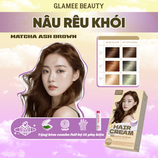 Thuốc Nhuộm Tóc Màu NÂU RÊU KHÓI Glamee Beauty Nhiều Dưỡng, Không Cần Tẩy, Kem Nhuộm Tóc Tại Nhà Tặng Bộ Dụng Cụ Nhuộm
