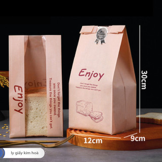  50 cái túi bánh mì có cửa sổ- cà phê Enjoy size trung   12 x 9 x 30 cm  