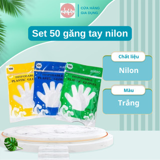 Set 50 găng tay nilon dùng 1 lần đa năng