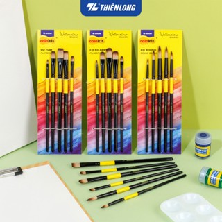 Bộ 5 Cọ vẽ màu nước đầu Round/ Flat/ Filbert Thiên Long Colokit - Cọ lông mềm cho cảm giác tô, vẽ êm mượt
