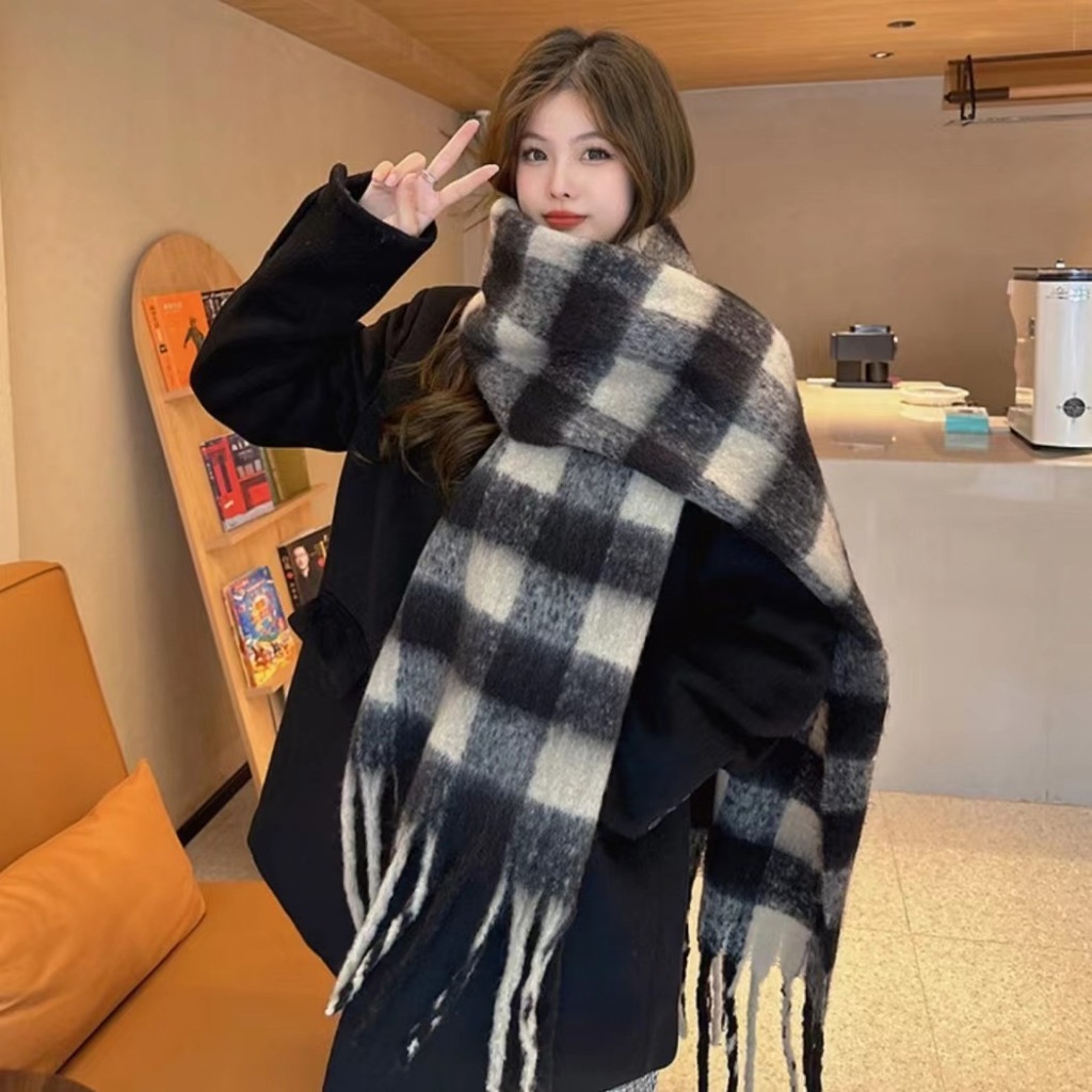 Khăn quàng cổ mùa đông, len Cashmere mềm mịn, khăn choàng khổ rộng Kẻ Sọc, mềm mịn, ấm áp nam nữ K62 | BigBuy360 - bigbuy360.vn