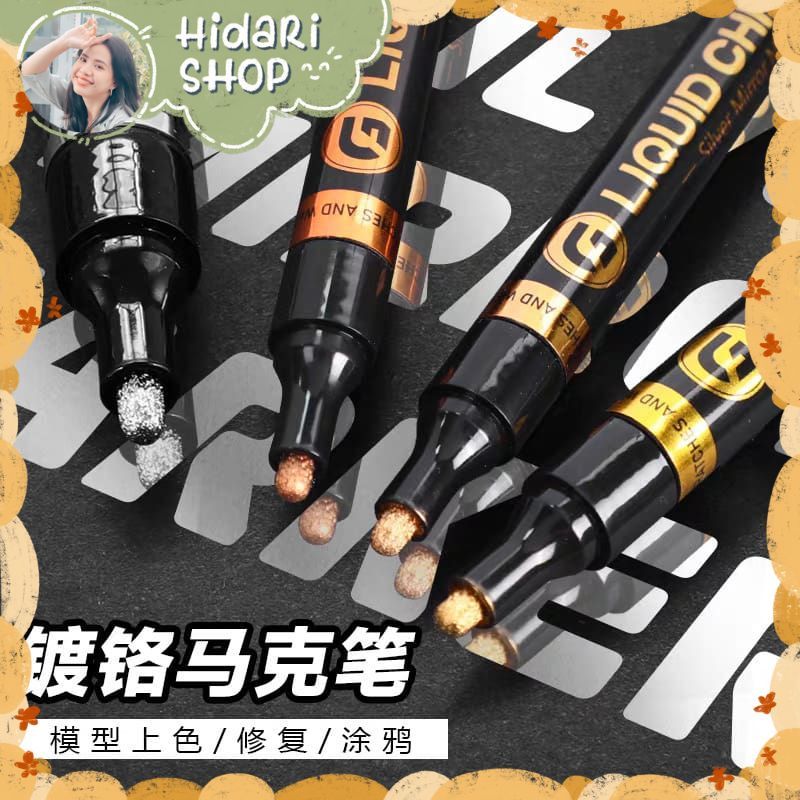 Bút Sơn Tráng Gương LiQuid Chrome Marker GN 843 Vàng Bạc Vàng Đỏ Vàng Đồng - Hidari 