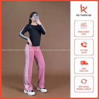 Áo thun das tay dài, quần suông das 3 sọc cạp cao [hình thật shop chụp] Eothon60