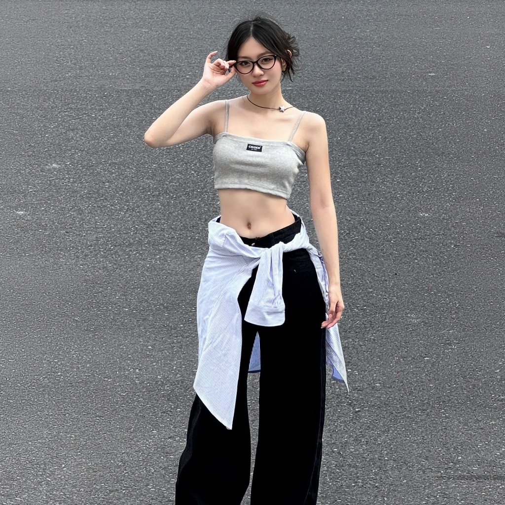 Áo croptop nữ ôm body kiểu 2 dây sexy, áo croptop local brand CINDER 4 màu trễ vai ulzzang cá tính đẹp