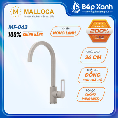 Vòi rửa chén Malloca MF-043 - Nhập khẩu Ý, 2 nguồn nước - Màu đất