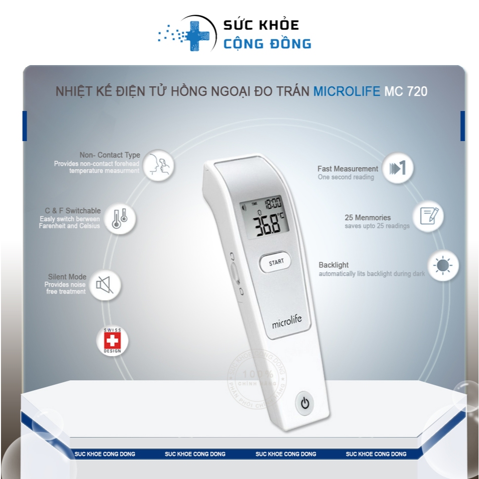 Nhiệt kế hồng ngoại đo trán Microlife FR1MF1 Thụy Sỹ (BH 2 Năm)