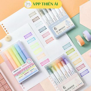 [Highlight Vience] Set 6 bút highlight pastel dạ quang ghi nhớ dòng cute - VPP THIÊN ÁI TA008
