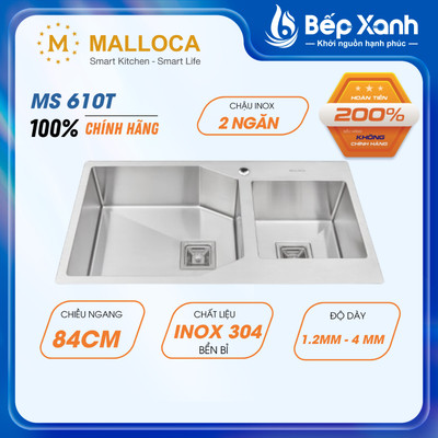 Chậu rửa chén Malloca MS 610T - Inox 304 - Chính hãng