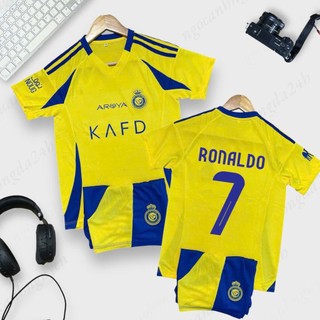  Bộ Quần Áo Bóng Đá Trẻ Em Áo Đá Banh Cho Bé CLB Al Nassr Mùa 2025 In Sẵn tên Số Ronaldo 