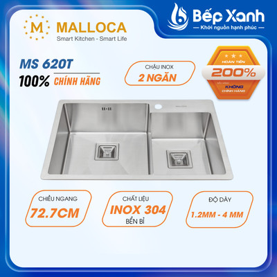 [FREESHIP HCM] Chậu Rửa Chén Malloca MS 620T - Chất Liệu Inox 304