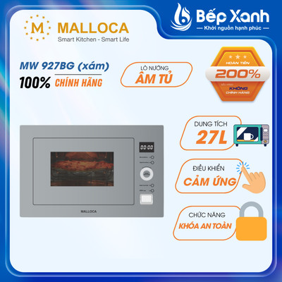 [FREESHIP HCM] Lò Vi Sóng Âm Tủ Malloca MW-927BG - Dung Tích 27L - Điều Khiển Cảm Ứng