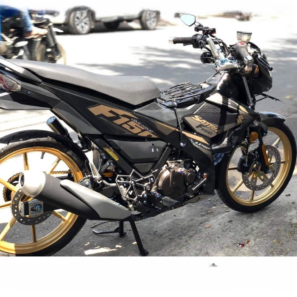 Tem Rời Xe Satria đen vàng đồng -TG Stickers