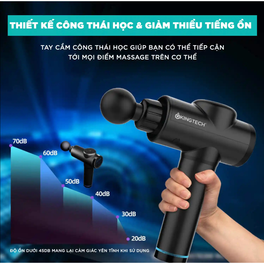 Máy Massage Cầm Tay Cao Cấp KINGTECH KH-720PRO, 20 Cấp Độ, Hỗ Trợ Mát Xa Chuyên Sâu, Giảm Đau Cơ, Cứng Khớp - Chính Hãng