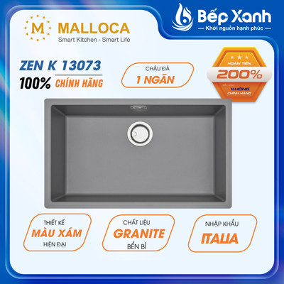 Chậu Rửa Chén Đá Malloca ZEN K-13073 (Xám) - Ngang 75.6cm - Lắp Nổi/Lắp Âm