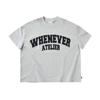  Áo thun WHENEVER ATELIER Logo THÊU GREY form boxy Cotton 280gsm 
