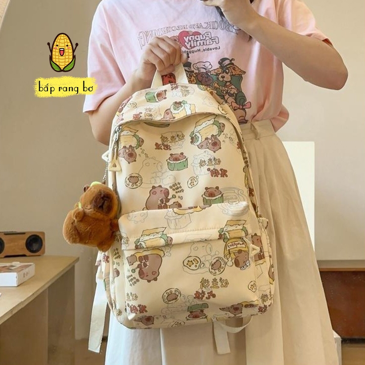 Balo capybara cặp học sinh cấp 2 nữ balo đi học nữ hàn quốc cute cặp sách nữ schoolbag capibara dung
