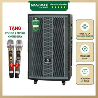 Loa kéo 4 tấc Nanomax SK 15D2. Loa 3 đường tiếng, công suất 500w tặng 2 micro không dây (vàng, xám)