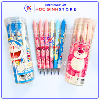  Lon 12 Cây Bút Gel Bấm Xóa Được Ngòi Bi 0.5mm Mẫu Doraemon - Gấu Lotso - Học Sinh Store 