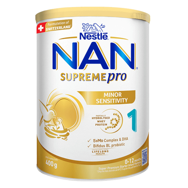 COMBO 12 lon Sữa bột NAN SUPREME PRO 1 - Lon 400g (Mẫu 0-12 tháng/Date 15/04/2027)