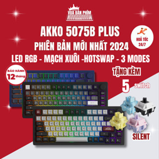 [HÀNG SẴN] Bàn phím cơ không dây Akko 5075 plus-S | akko 5075 plus phiên bản 2024 mạch xuôi, 3 mode, led rgb, hostswap
