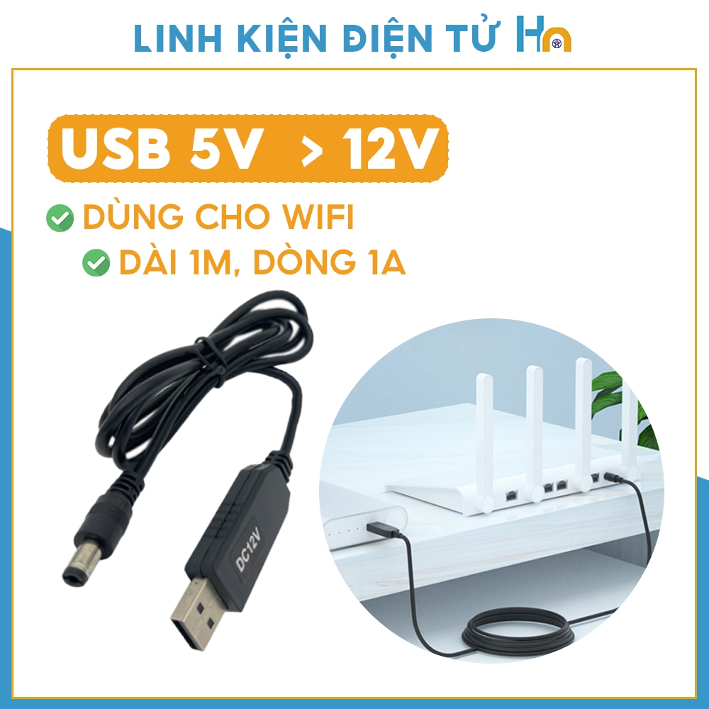 Dây cáp usb 5v sang 12v dc dùng cho wifi khi mất điện, camera thiết bị điện nhỏ