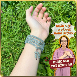 Chuỗi Đeo Tay C.ẩm Th-ạch Miếnn Điệnn 108 Hạt, Size Đá 6mm Cho Nữ, Màu Xanh Xám - Vòng Của Diệp - C41