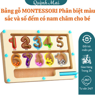 Bảng gỗ MONTESSORI Phân biệt màu sắc và số đếm có nam châm cho bé - Metis Đồ Chơi Cho Con