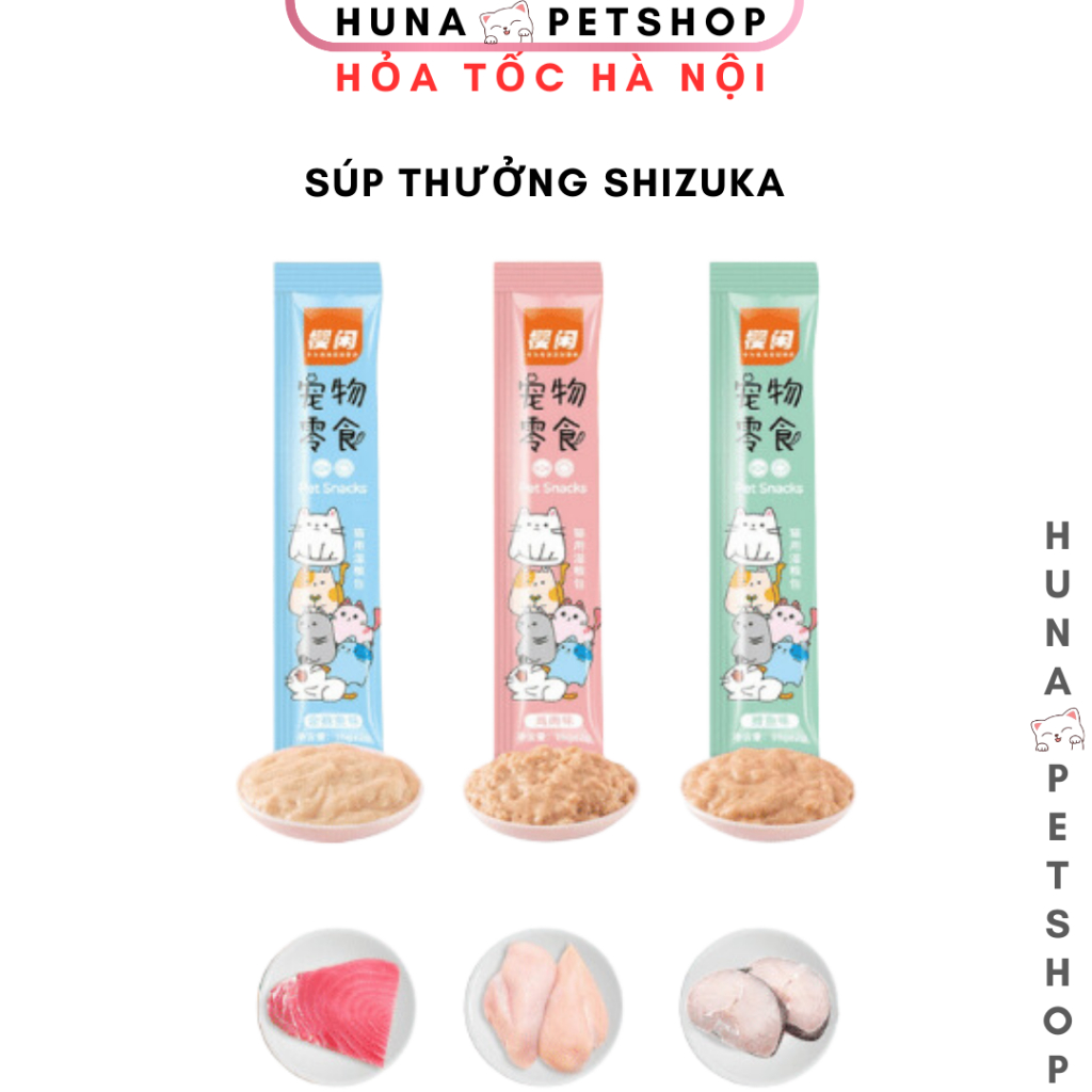 Súp thưởng shizuka cho mèo, pet snack chó mèo Ciao Wang Soup shizuka siêu rẻ - Huna