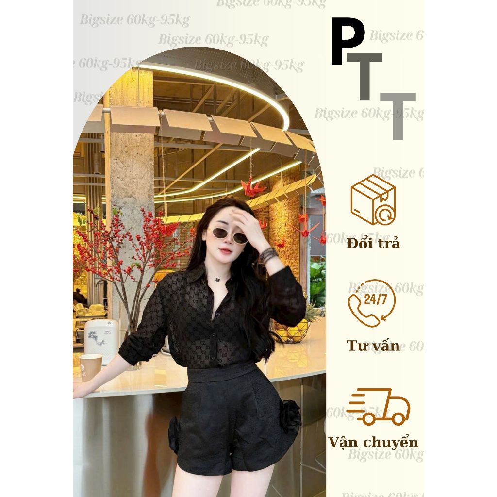 (BIGSIZE) Áo sơ mi tơ đen GC cỡ đại (60-90kg)