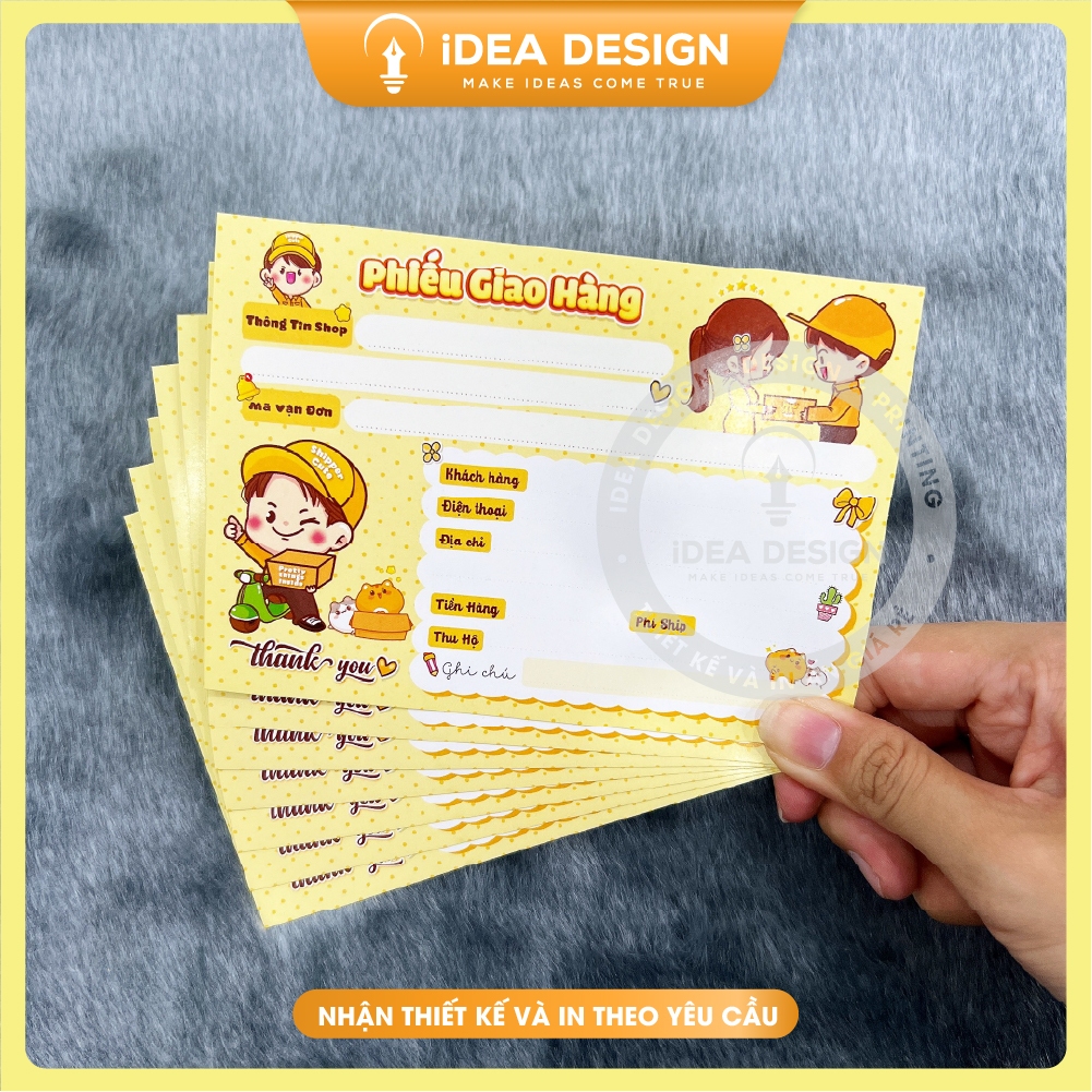 Phiếu Giao Hàng CÓ KEO, Nhãn dán phiếu Ship có mã vận đơn - Size 10x14cm - Mẫu YELLOW SHIPPER màu và