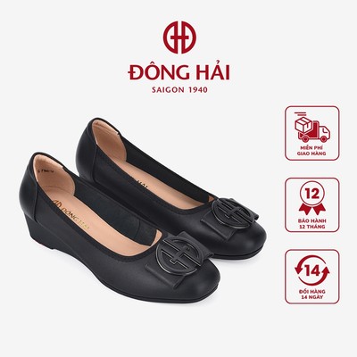 Giày Búp Bê Nữ Đông Hải Mũi Bo Vuông Đính Nơ Đế Xuồng 4cm - G7166