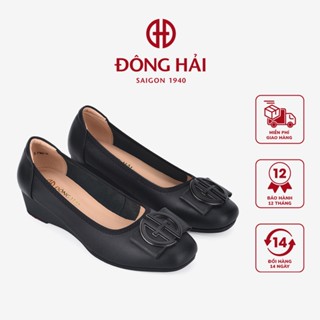 Giày Búp Bê Nữ Đông Hải Mũi Bo Vuông Đính Nơ Đế Xuồng 4cm - G7166