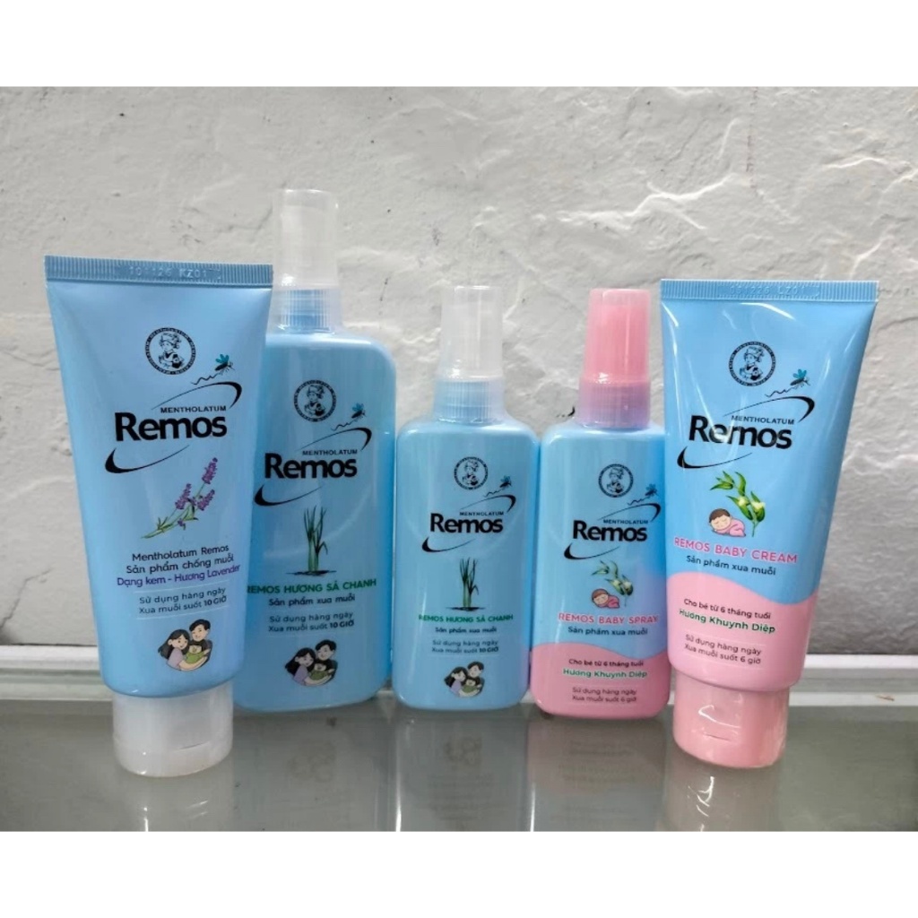 Kem Chống Muỗi Remos (70g) và Xịt Chống Muỗi Phun Sương Remos (70ml, 150ml) an toàn cho cả trẻ em và người lớn.
