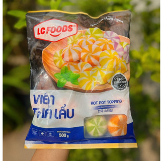Viên thả lẩu mix ba màu Lcfood - Gói 500gram. Gói gồm 3 vị, phomai trứng muối, răng mực, trứng cá